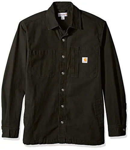 CARHARTT RUGGED FLEX® RELAXED FIT CANVAS FLEECE-LINED SNAP-FRONT SHIRT JACKET