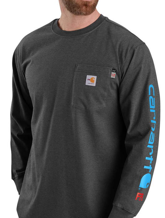 Flame Resistant Carhartt Force® Loose Fit Midweight Long-Sleeve Logo Graphic T-Shirt