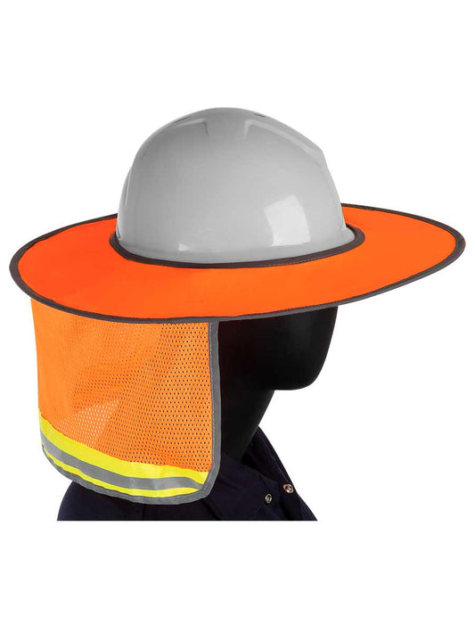 LIBERTY - Full Brim Neck  Shade, Polyester Mesh WITH  silver reflective, HI-Vis  Orange