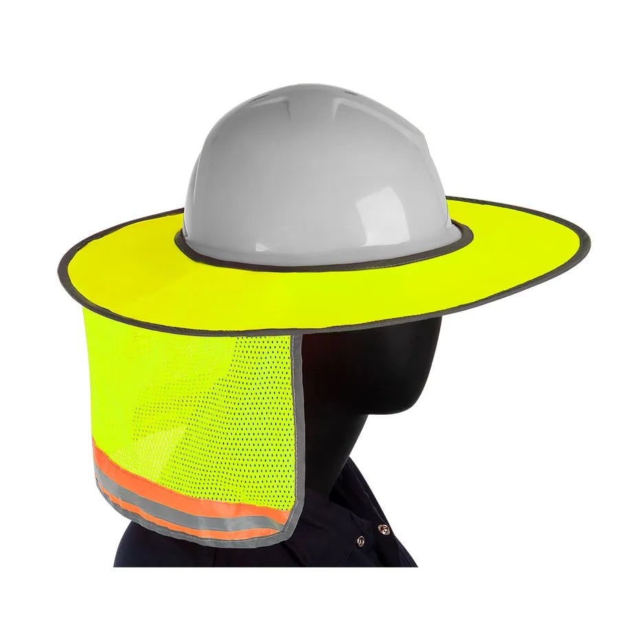 LIBERTY - Full Brim Neck  Shade, Polyester Mesh WITH  silver reflective, HI-Vis  Orange